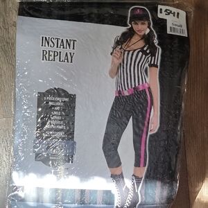 Women's Striped Costume with Pink Belt